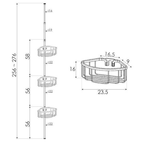 Półka teleskopowa pod prysznic do wanny aluminowa czarna - Yoka zdjęcie 6