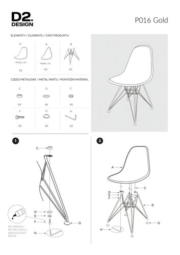 Krzesło P016 PP Gold czerwone na Arena.pl