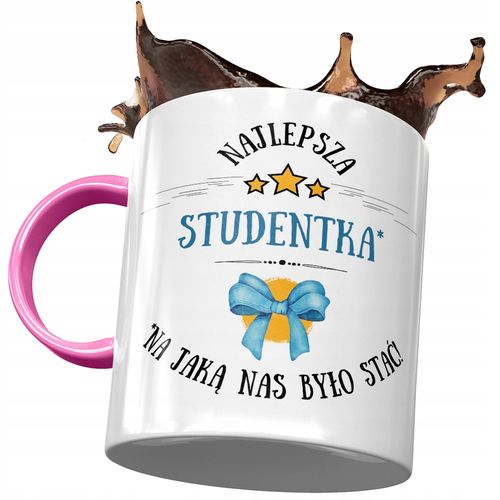 Kubek Różowy Dla Studentki Najlepsza Studentka Z Nadrukiem Ze Zdjęciem na Arena.pl