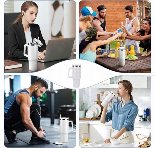 DUŻY KUBEK TERMICZNY ZE SŁOMKĄ TERMOS DO SAMOCHODU NA WODĘ 1200ML na Arena.pl