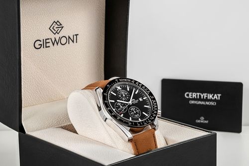 zegarek męski giewont chronograph sapphire brązowo czarny gw8720-a1 na Arena.pl