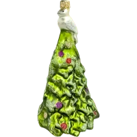 Bombka choinkowa szklana: Choinka z gołębiem na szczycie