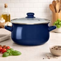 Garnek z pokrywką emaliowany indukcja gaz 20cm Altom Design granatowy 2,7 l