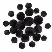 pompony akrylowe mix czarne 24 szt. 6676