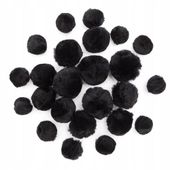 pompony akrylowe mix czarne 24 szt. 6676