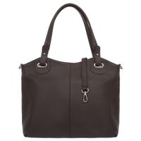 VERA PELLE torebka skórzana shopper z paskiem na ramię V658 c.brązowa