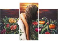 90X60CM OBRAZ KOBIETA WŚRÓD KWIATÓW
