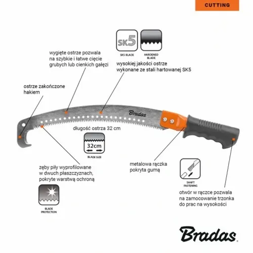 PIŁA DO GAŁĘZI Z HAKIEM OSTRZE 32CM RĘCZNA BRADAS na Arena.pl