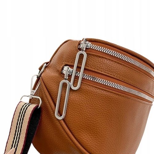 Torebka Damska Nerka BRĄZOWA Pojemna na Ramię Pasek Parciany Srebrny Zamek na Arena.pl