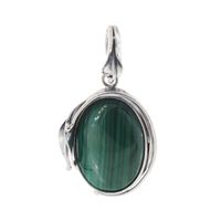 Zawieszka z owalnym malachitem w srebrze oksydowanym