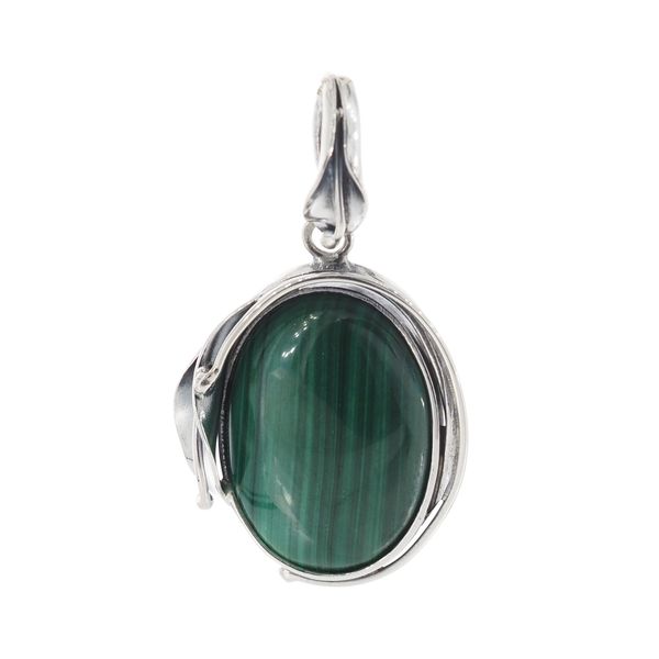 Zawieszka z owalnym malachitem w srebrze oksydowanym zdjęcie 1