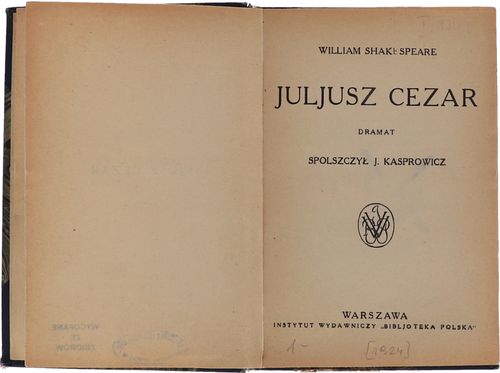 Używana książka William Shakespeare Juljusz Cezar 1924 na Arena.pl
