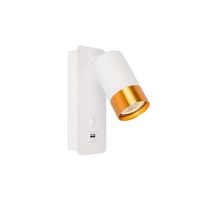 KINKIET KLEMENS BIAŁO ZŁOTY USB LED GU10 ALUMINIUM IP20