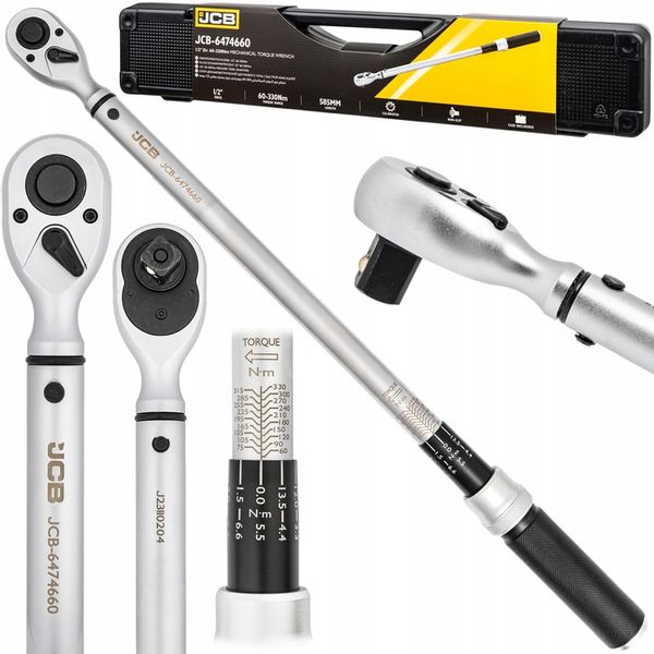 KLUCZ DYNAMOMETRYCZNY Z BLOKADĄ CERTYFIKAT KALIBRACJI ETUI 60-330NM 1/2 JCB zdjęcie 8
