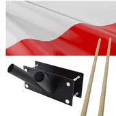 FLAGA POLSKI + UCHWYT DO FLAGI NA BALKON ZESTAW BALKONOWY PODWÓJNY CZARNY