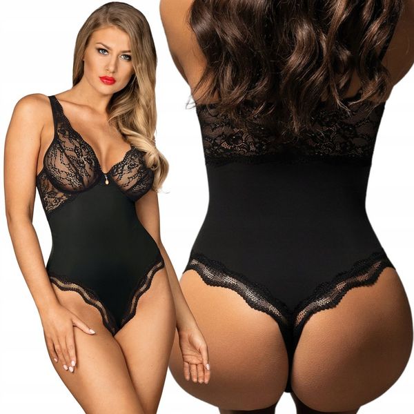 Obsessive Body z Koronką na Fiszbinach Delikatne Kobiece L/XL Luvae czarne zdjęcie 1