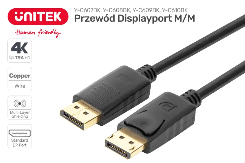 Unitek przewód Displayport M/M 2M zdjęcie 3