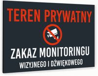 Tabliczka znak informacyjny 40x30 Antracyt ZAKAZ MONITORINGU Aluminiowa