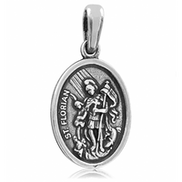 SREBRNY MEDALIK ŚWIĘTY FLORIAN PRÓBA SREBRA 925