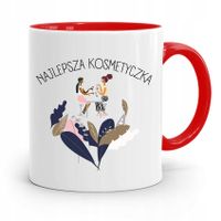 Kubek Czerwony Dla Kosmetyczki Najlepsza Prezent Z Nadrukiem Ze Zdjęciem