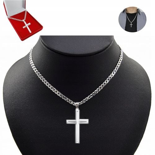 Łańcuszek z KRZYŻYKIEM Srebrny Męski Włoski Łańcuch Pancerka Krzyż WŁOSKI na Arena.pl