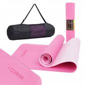 MATA DO ĆWICZEŃ JOGA FITNESS PILATES ANTYPOŚLIZGOWA + UCHWYT CORNIX TPE 6mm