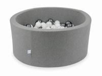 Suchy basen szary 90x40 z piłeczkami 300 sztuk (białe, perłowe, metaliczny grafit)