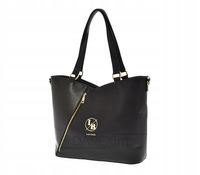 Laura Biaggi - torebka shopper czarny groszek mat + shine zamek S18123