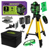 POZIOMICA LASEROWA LASER KRZYŻOWY 4D 360 16 LINII PILOT STATYW NAC