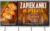 BANER REKLAMOWY oczkowany 100x50cm projekt w cenie ZAPIEKANKI Z PIECA