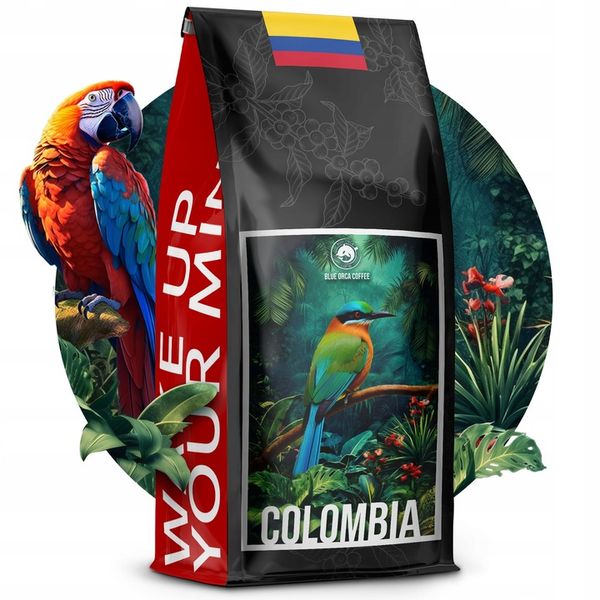 KAWA ZIARNISTA 2x1kg ŚWIEŻO PALONA BRAZIL+KOLUMBIA - 100% ARABICA-BLUE ORCA zdjęcie 4