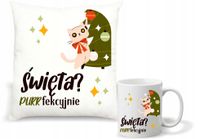 Zestaw PODUSZKA i KUBEK z nadrukiem ŚWIĄTECZNY PREZENT z twoim napisem