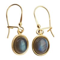 Kolczyki - owalny Labradoryt w srebrze złoconym