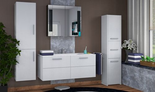 SZAFKA ŁAZIENKOWA REGAŁ SŁUPEK 30cm 3 DRZWI BIAŁA L-23 na Arena.pl