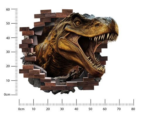 Naklejka SAMOPRZYLEPNA Groźny DINOZAUR Dżungla Efekt 3D 80cm x 60cm na Arena.pl