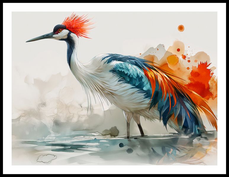Plakat 80x60cm Żuraw w Akwareli zdjęcie 3