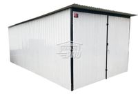 Garaż blaszany 3x5 Brama dwuskrzydłowa Biały Dach spad w tył GP102