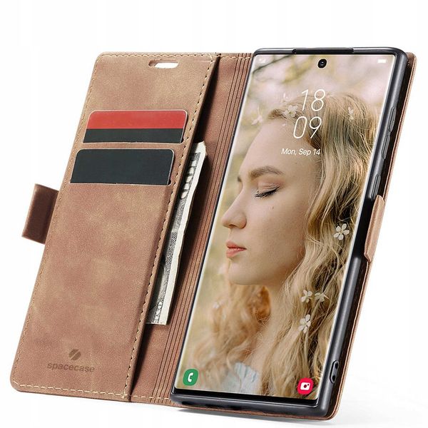 Spacecase Wallet Galaxy S22 Ultra Light Brown zdjęcie 1