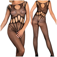 BODYSTOCKING Z DZIURKĄ SIATECZKA SEXY BIELIZNA S/L