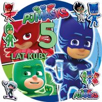 OPŁATEK NA TORT 30CM - PIDŻAMERSI PJMASKS + IMIĘ + GRATIS! 24CM 26CM