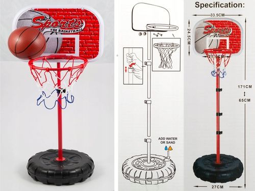 ZESTAW DO KOSZYKÓWKI REGULOWANY DO 171CM TARCZA KOSZ PIŁKA ZABAWKA na Arena.pl