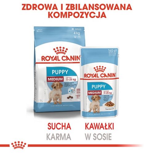 Karma w sosie opracowana dla szczeniąt psów ras średnich - Royal Canin 140g na Arena.pl