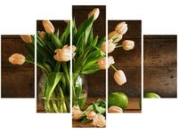 105CM 150CM OBRAZ 5 ELEM RDZAWE TULIPANY DRUK