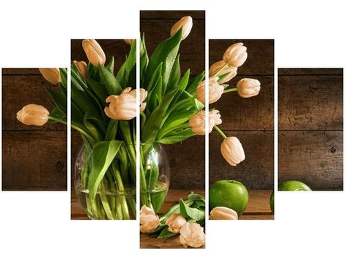 105CM 150CM OBRAZ 5 ELEM RDZAWE TULIPANY DRUK na Arena.pl