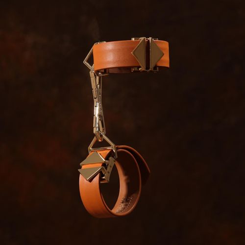 kajdanki ankle and wrist cuffs set brown lockink na Arena.pl
