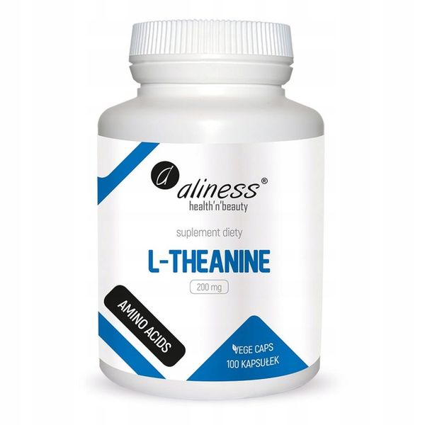 Aliness L-THEANINE Teanina 200 mg 100 kapsułek STRES ODPRĘŻENIE SPOKÓJ SEN zdjęcie 1