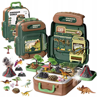 DINOZAURY W PLECAKU T-REX FIGURKI DINO ZESTAW ODKRYWCY ZABAWKA PREZENT