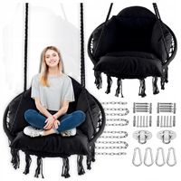 Czarne Bocianie gniazdo huśtawka ogrodowa + poduszka + 2x zestaw montażowy