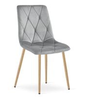 Krzesło tapicerowane welurowe LIBRA jasnoszare do salonu kuchni