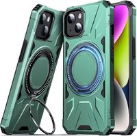 Etui pancerne iPhone 14/13 z ringiem magnetyczne uchwyt zielone